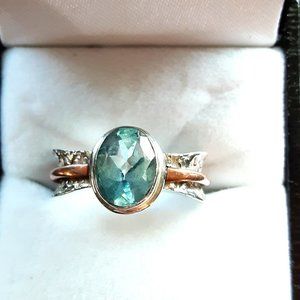 925 Stamped Sterling & Aquamarine Ring